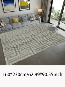1 件矩形水晶天鹅绒地毯，迷宫复古图案大地毯，客厅沙发茶几地毯，卧室墙到墙豪华家用地垫 - 彩色 - 查看 7