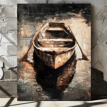 Charming Boat On Water Oil Painting - 11.8x15.7" Wooden Framed Canvas Wall Art For Living Room, Bedroom, Office, Or Hallway Decor, Perfect For Room Decor