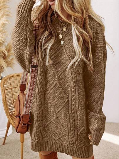 Women's Knit Sweater Dress, Loose Fit Casual Dress For Work, Vacation, Spring/Summer