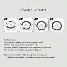 4 件皇冠水钻汽车内饰配件套装，包含 14.96 英寸方向盘套、安全带肩垫、扶手箱垫，采用耐用 PU 皮革制成 - 均碼 - 查看 3