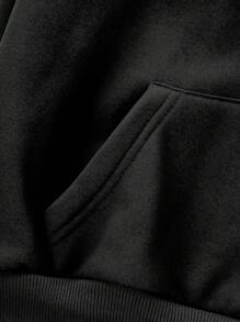 Tween Girl Hooded Printed Sweatshirt, Pocket Sweatshirt, Printed Design - Black - View 6