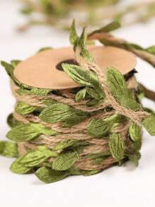 1 卷，1000 厘米/32.8 英尺粗麻布叶丝带，绿色藤蔓绳，适用于丛林探险生日派对、鲜花礼品包装、家居装饰、编织装饰藤蔓与人造绿叶、派对生日婚礼花园家居装饰