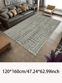 1 件矩形水晶天鹅绒地毯，迷宫复古图案大地毯，客厅沙发茶几地毯，卧室墙到墙豪华家用地垫 - 彩色 - 查看 6