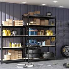 47" W X 23.6" D X 71" H Large Heavy Duty Storage Shelves - 5 Tier Adjustable Garage Storage Shelving, Metal Storage Utility Rack Shelf Unit For Warehouse Pantry Closet Kitchen, Black - 1 - View 1
