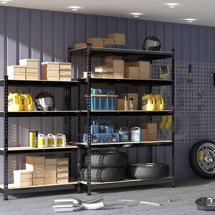 47" W X 23.6" D X 71" H Large Heavy Duty Storage Shelves - 5 Tier Adjustable Garage Storage Shelving, Metal Storage Utility Rack Shelf Unit For Warehouse Pantry Closet Kitchen, Black - 1 - View 1