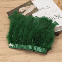 1 yarda de Ribete de tela con plumas de pavo totalmente emplumadas de estilo clásico, accesorio DIY hecho a mano y colorido para decoración de Halloween, fiesta festiva, boda, disfraz de baile, bolso, tocado, decoración de manga