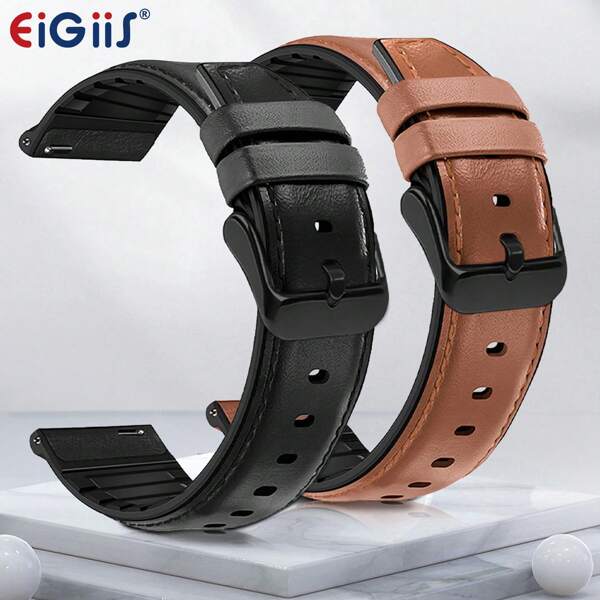 EIGIIS 1pc Horlogeband voor Smart Watch Universele Bandbreedte 22mm Klassieke Sluiting Leren Band