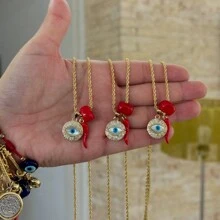 1 chiếc vòng cổ mặt dây chuyền hình sừng mắt quỷ mạ vàng 18K Zirconia dành cho nữ - vòng cổ thời trang - Xem 2