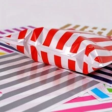 20 peças de sacolas listradas peroladas, sacola plástica portátil reutilizável, pode ser usada para joias, roupas, compras, etc. É uma boa escolha para embalar itens como festas, aniversários, casamentos, etc.