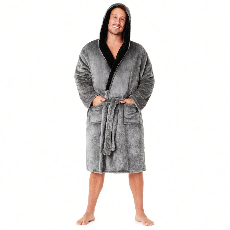 City Comfort Luxury Super Soft Dressing Gown Bathrobe - Grey - View 1