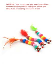 Colorful Plush Caterpillar Rattle Stick Cat Toy - Interactive Play And Exercise, Suitable For Kittens, Battery-Free Cat Toy For All Cat Breeds - Multicolor - View 4