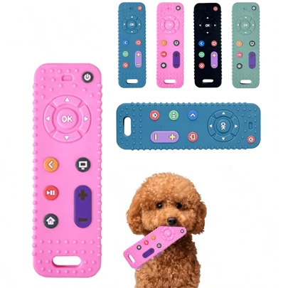 1 件游戏控制器形状的硅胶小狗咀嚼玩具 - 柔软，有益于牙齿健康，缓解无聊并刺激出牙，多种颜色可供选择，适合中小型犬种