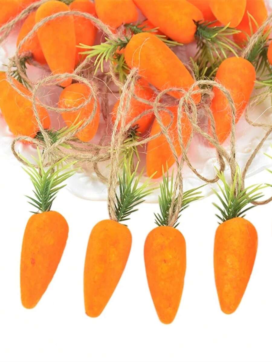 10/20个复活节胡萝卜挂饰 泡沫胡萝卜挂饰 仿真泡泡蔬菜树 家居厨房派对装饰