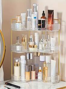 One Corner Bathroom Countertop Storage Box, Suitable For 90° Corners, Used As A Tray For Bedroom Dressing Tables, Cosmetic Storage Racks, Bathroom Countertops, Kitchen Spice Racks And Perfume Bottle Trays.,For Holiday Beach, Bathroom Collection, Bedroom Collection, Large Capacity - Clear - View 7