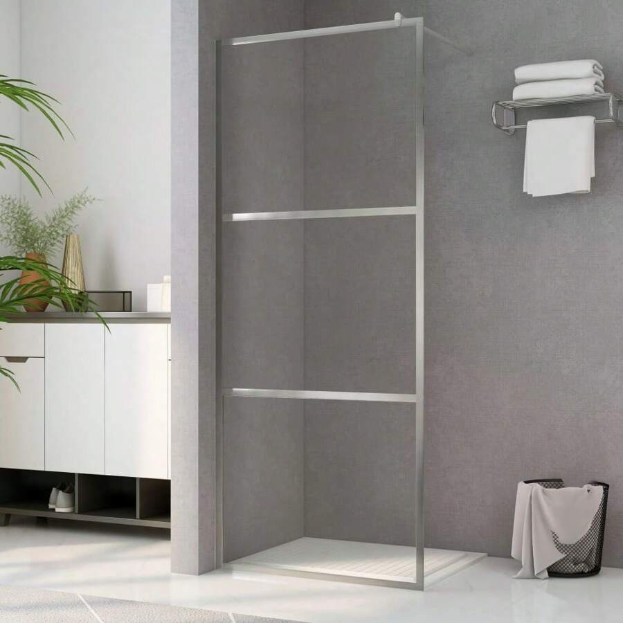 Clear Toughened Glass Walk-In Shower Screen 895 Cm Stylish Modern Design Easy Clean Durable Shower Enclosure - 黑色 - 查看 1