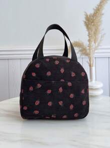 便携式午餐包、保温午餐盒、便当包、晚餐保温包、加厚可爱午餐水果包（学生适用）、粉色豹纹印花包、学习用品 - 黑色 - 查看 7