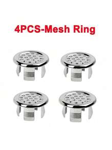 1/4/6pcs Set Of Plastic Bathroom Kitchen Sink, Replaceable Overflow Cover Ring Insert, Chrome Hole Circular Drainage Cover, Sink Accessories, Faucet Sink Cover, Sink, Plastic Electroplating Material, Kitchen And Bathroom Faucet Accessories, Anti Clogging Sewer Accessories, Floor Drain, Sink Decoration