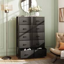 Tall Black Dresser For Bedroom With 10 Drawers, Chest Of Drawers, Dressers Bedroom Furniture, Storage Organizer Unit With Fabric Bins For Closet, Hallway, Living Room, Entryway Christmas - Black - View 7