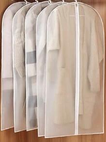 5pcs/Set Extra Large 60*140cm Travel Home Garment Storage Bags, 5 Pcs Extra Long Coat/Suit Dust Covers Foldable Semi-Transparent Clothing Organization Storage Bags, Suitable For Autumn/Winter Wardrobe - Clear - View 5