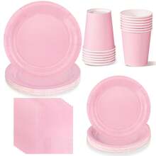 10pcs/20pcs/50pcs,LightPink PaperPlates And Napkins, Pink Disposable Plates Suit Pink Tableware, Pink Party Decorations Bath Graduate Day Party Supplies Paper Tray Dinner Dessert Tray Decorative Paper Tray Bulk Party, Holiday, Picnic