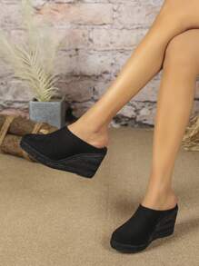 DLF SEASON Chic Espadrille Wedge Sandals For Women - Comfortable Closed Toe Design, Easy Slip-On Access, Ideal For Casual Summer Wear & Stylish Outfits - toàn màu đen - Xem 1