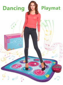 High Quality Dance Challenge Game Mat With 2 Small Flying Disc, Music And Dance Mat Toys, Built-In 9 Demonstration Songs That Can Be Freely Switched, Touch Sensitive Game Mat 36.22x34.65 Inches - Multicolor - View 2
