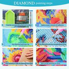 1pc 5D DIY Diamond Painting Kit - Patterned Design, Full Round Acrylic Diamonds, Numbered Mosaic Painting Art Craft, Frameless Wall Decor, Suitable For Living Room, Bedroom, Office - Ideal Gift For Holidays