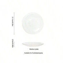 1pc Modern Minimalist Glass Plate For Home & Dining, Transparent Striped Gold Rimmed Dessert, Fruit & Salad Serving Platter