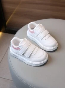 1 双儿童休闲帆布运动鞋，幼儿防滑软底运动鞋 - 白色 - 查看 4