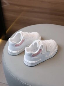 1 双儿童休闲帆布运动鞋，幼儿防滑软底运动鞋 - 白色 - 查看 6