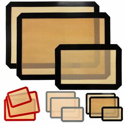Silicone Baking Mat, 3-Piece Reusable Baking Pad, Non Stick, Silicone Mat, Used For Baking Cookies, Macarons, Bread