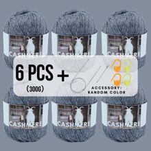 6 Balls 300g Soft Skin-Friendly Cashmere Yarn (50g*6, 65% Cashmere; 25% Acrylic; 10% Rayon), Suitable For Knitting Sweaters, Coats, Shawls, Hats, Comes With Knitting Tools - Stitch Markers, Yarn Needles - Multicolor - View 31