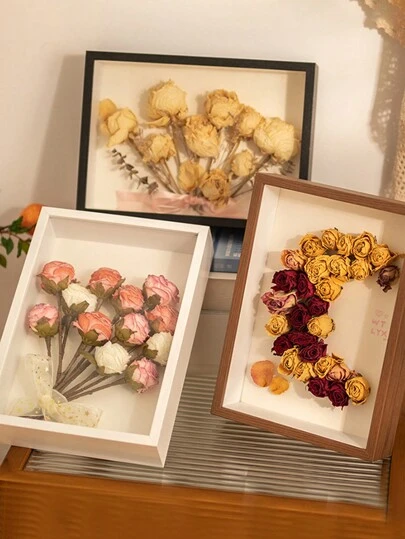 1pc Handmade Dried Flower Display Frame, DIY Hollow 3D Insect Clay Model Specimen Holder Tabletop Picture Frame, 8 Inch/7 Inch Gifts Birthday Graduation
