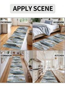 1 Pc Blue Modern Minimalist Style Crystal Velvet Rug, 850g/M², Rectangle, Non-Slip, Washable, Home Decor, Living Room Carpet, Kitchen, Dining Room, Office, Suitable For All Seasons