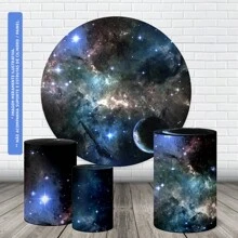 Trio Capas Cilindro + Painel Redondo 1,50m Galáxia Espaço - K1ESP006 - Visão 2