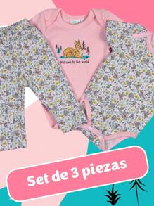 Conjunto Bebé Niña 2 Pañaleros y Pantalón - Dulzura y Comodidad - Rosa - Ver 2