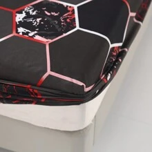 3 件套 100% 涤纶花卉和几何印花床上用品套装（1 件床笠 + 2 件枕套），无枕芯，适用于卧室、酒店、家居 - 素元 - 查看 6