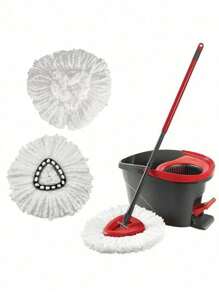 1pc Thick Fiber Cloth Replacement Cover For Triangle Spin Mop1 - White - View 2