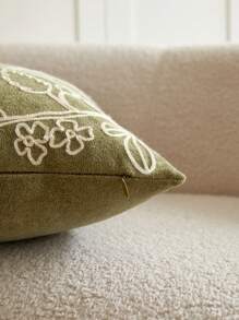 1 Vỏ gối nhung thêu hoa và chim, thích hợp trang trí trong nhà, 4 mùa, không bao gồm ruột gối - màu xanh lá - Xem 10
