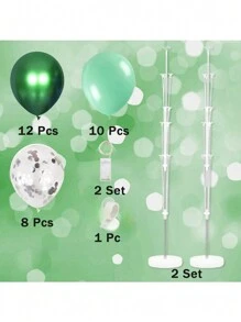 Compra 2 sets de soporte de columna de globos de piso con luces LED y obten 30 globos gratis, soporte de globos centro de mesa, torre de globos para decoraciones de Navidad, regalos de cumpleaños para mujeres, bodas, fiestas festivas (Verde)
