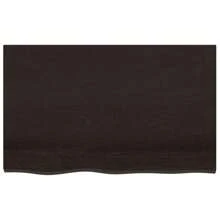 Solid Oak Wall Shelf Dark Brown 80cm Adjustable Height Treated Wood Home Decor Storage Solution - Brown - View 3