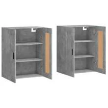 Stylish Wall Mounted Cabinets Set In Concrete Grey Engineered Wood For Modern Storage Solutions - Grey - View 3