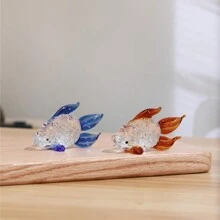 1 pieza Figurita de pez de cristal dorado - Austicioso y Bendecido, Adecuado para decoración del hogar, escritorio de oficina, regalo de Año Nuevo, regalo del Día de San Valentín, regalo festivo