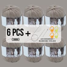 6 Balls 300g Soft Skin-Friendly Cashmere Yarn (50g*6, 65% Cashmere; 25% Acrylic; 10% Rayon), Suitable For Knitting Sweaters, Coats, Shawls, Hats, Comes With Knitting Tools - Stitch Markers, Yarn Needles - Multicolor - View 33