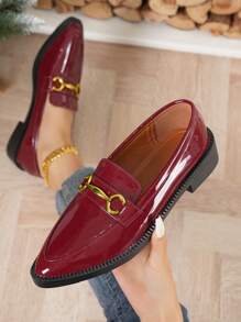 Nowe lakierowane skórzane buty typu Oxford na grubym obcasie, retro płaskie buty ze spiczastym noskiem, modne i uniwersalne wysokie obcasy