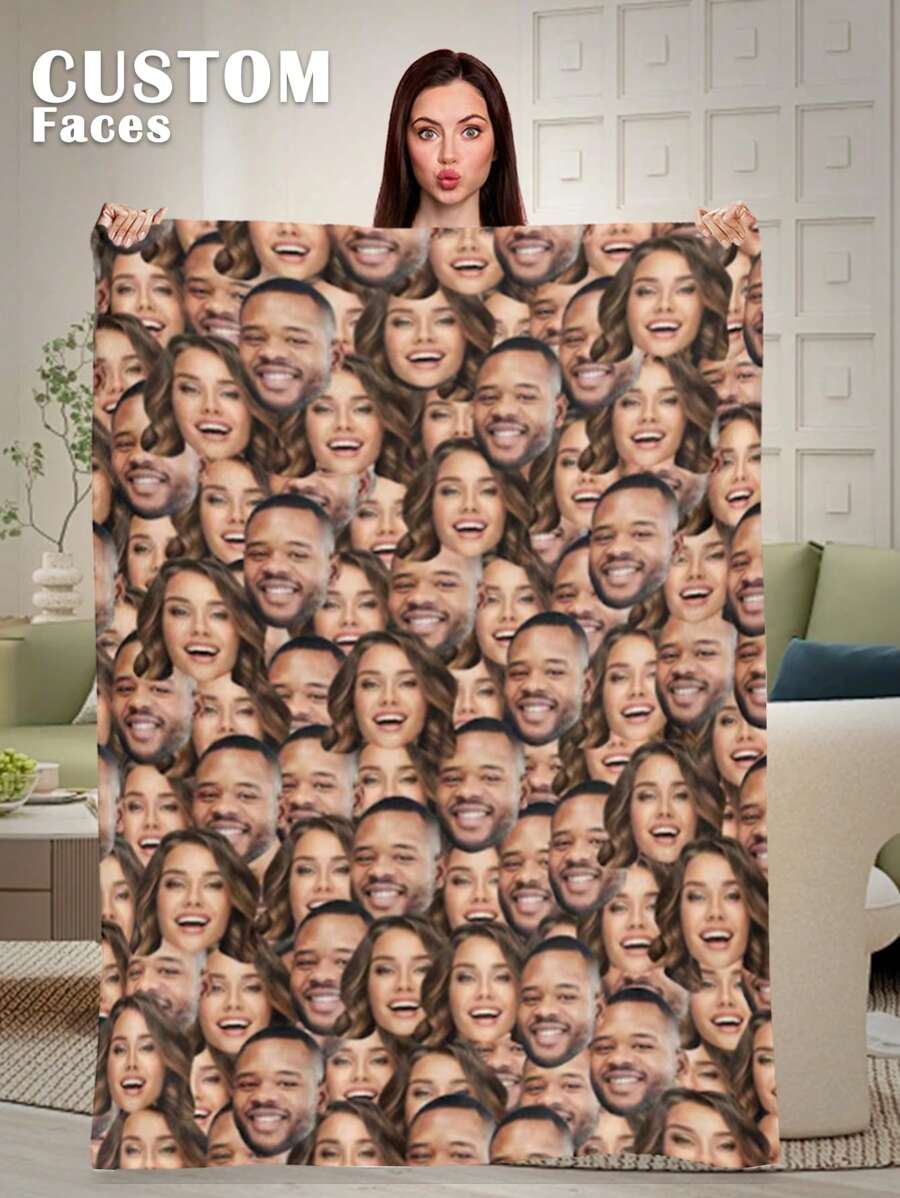 1pc Customized Photo Blanket , Personalized Photo Blanket , Personalized Photo Memory Blanket, Blanket Use For Bedding/Sofa/Indoor/Outdoor, Customized Christmas Gifts ,Friend Gift, Family Gift, Birthday Gifts, Wedding Gifts, Gift For Friend, Gift For Her,Gift For Girlfriend, Gift For Mom/Dad - Style 1 - View 1