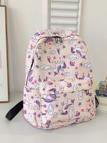 3 件/套印花休闲背包大容量背包儿童背包背包预备式学校时尚背包。大容量包。带保温午餐袋。书包，书包，书包，书包，背包，背包，学校背包，背包学校 - 粉色 - 查看 4