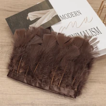 1 yarda de Ribete de tela con plumas de pavo totalmente emplumadas de estilo clásico, accesorio DIY hecho a mano y colorido para decoración de Halloween, fiesta festiva, boda, disfraz de baile, bolso, tocado, decoración de manga