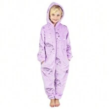 Glow In The Dark  Rainbow Unicorn Pyjama 3-14 Years Old - Purple - View 1