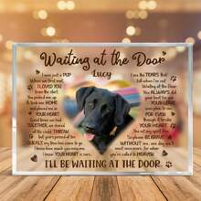 定制宠物亚克力牌匾在门口等候，个性化宠物死亡牌匾，为失去狗狗而赠送的慰问礼物 - 棕色 - 查看 4